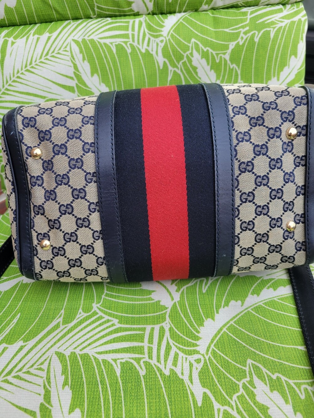 Vintage Gucci GG Canvas Web Joy Boston Blue/Red Boston Bag - Picture 15 of 16